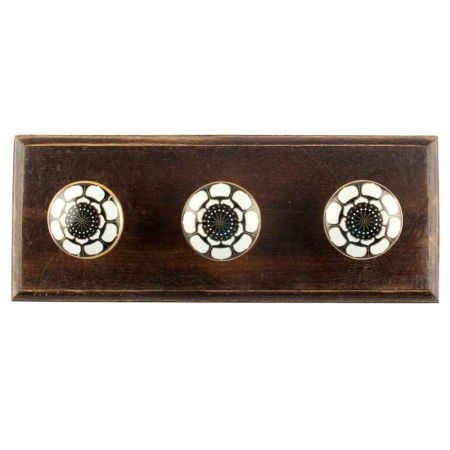 Golden Ceramic Floral Wooden Hook